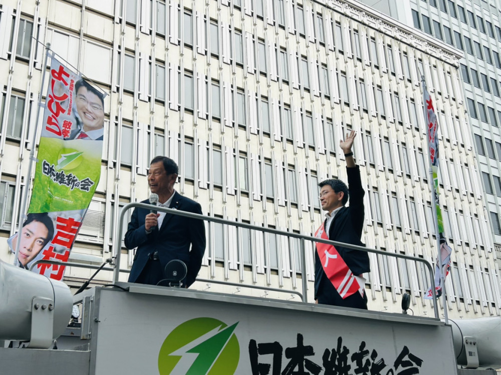 参議院選挙候補予定者のよしひら敏孝さんの街頭演説にて！
