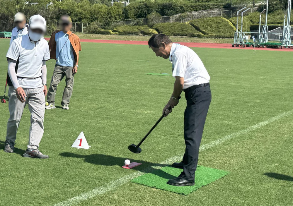須磨区シニアクラブのグランドゴルフ大会で始球式をしました！